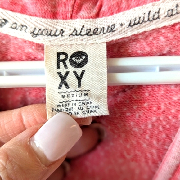 Roxy Women (Size M) Long  V-Neck Hoodie/Sweatshirt With Ravelled Drawstring Ties - Picture 15 of 16